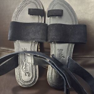 FREE PEOPLE TORRANCE Women's Comfort Black Suede Adjustable Buckle Closure Sz 38